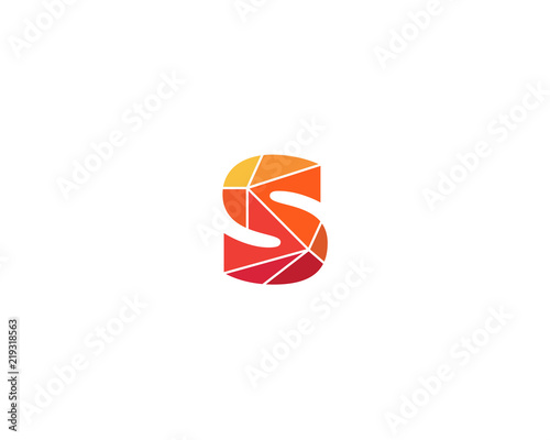 Polygonal trend letter s logotype. Color vector logo. Universal segment font element symbol.