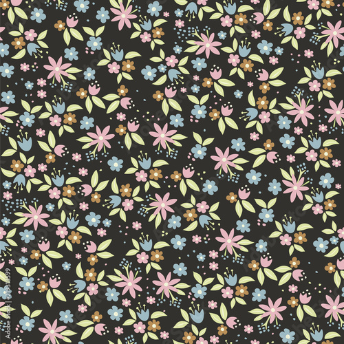Cute little flowers vector seamless pattern doodle abstract background cartoon hand drawn texture a