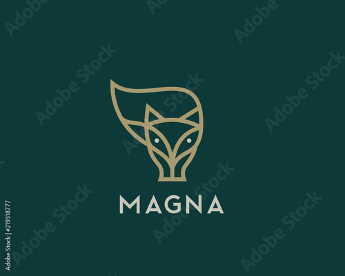 Linear fox logo design. Animal wildlife vector logotype.