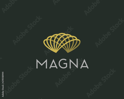 Abstract universal lined logo design. Elegant linear vector logotype. Abstract airy flower symbol.