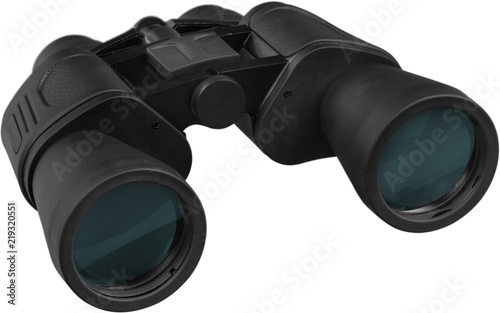 Black binoculars isolated over white background