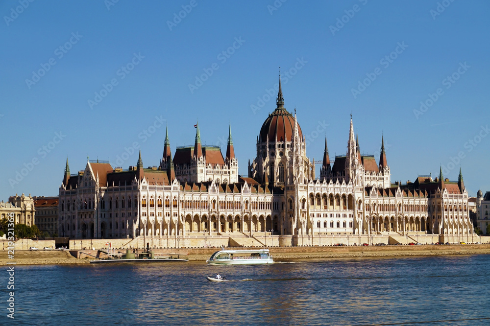 Fototapeta premium One of the symbols of the capital of Hungary. Hungarian parliament building located on the bank of the Danube.