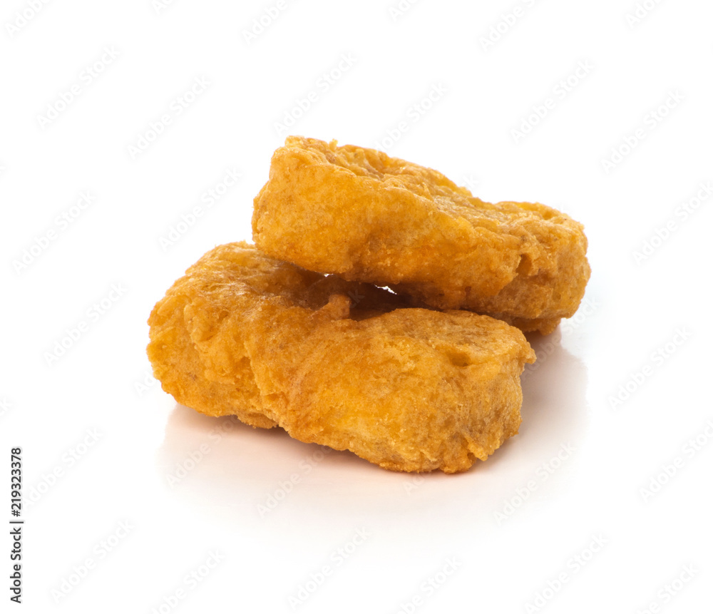 Fried chicken nuggets isolated on white background Fried chicken nuggets isolated on white background