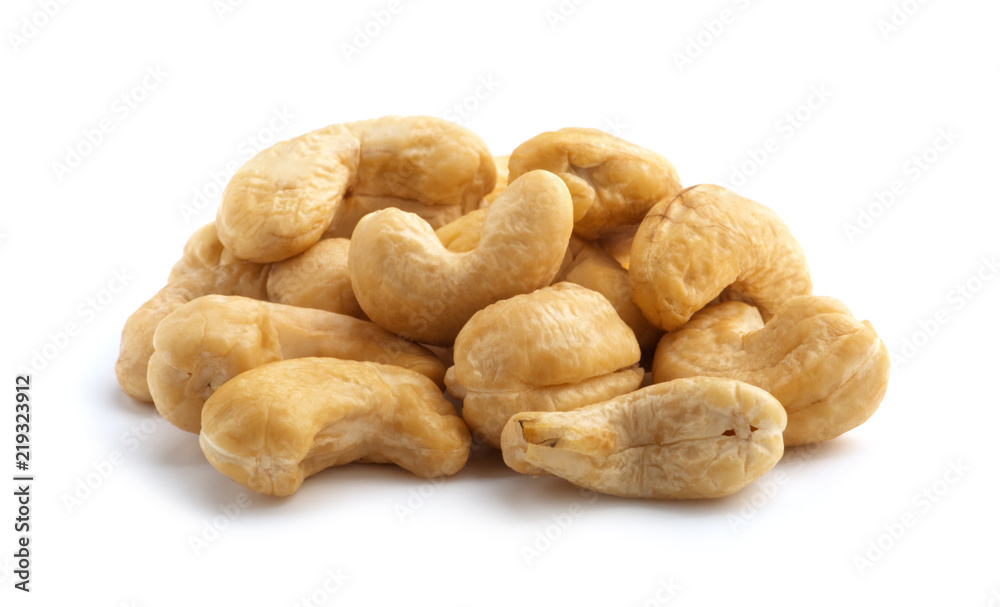 cashew nuts heap on white background cashew nuts heap on white background