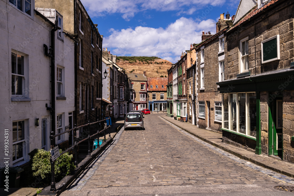 Staithes, North Yorkshire, UK.  A view looking down Staithes Lane.