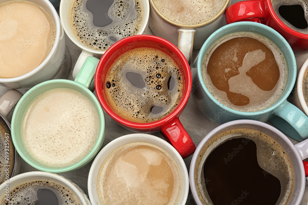 Flat lay composition with cups of coffee. Food photography Flat lay composition with cups of coffee. Food photography