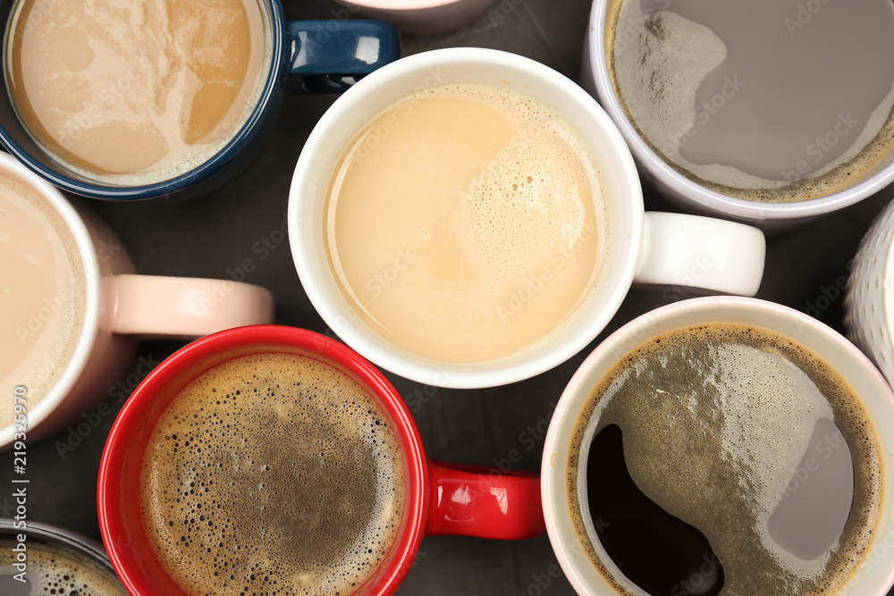 Flat lay composition with cups of coffee. Food photography Flat lay composition with cups of coffee. Food photography