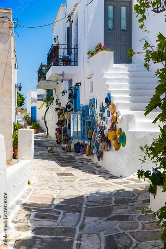 Alley in Lefkes village, Paros, Greece photo