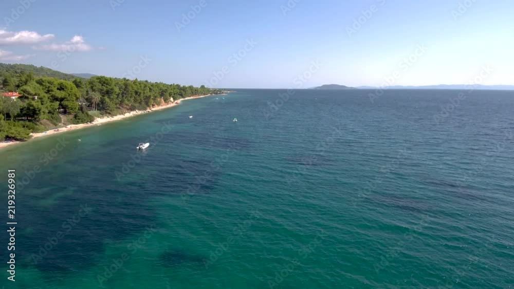 Aerial coastline with small boats by drone Aerial coastline with small boats by drone