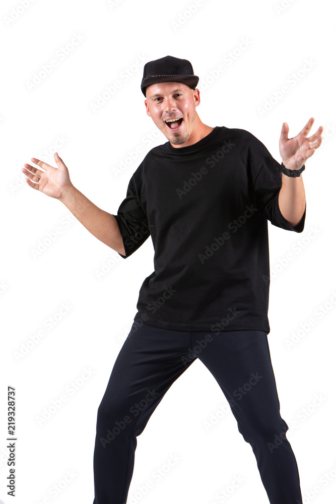 Portrait of a very excited gesticulating young man, isolated on white background Portrait of a very excited gesticulating young man, isolated on white background