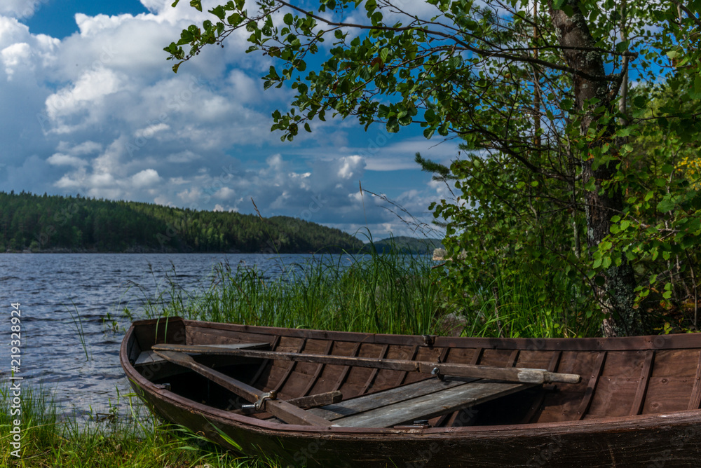 Old wooden rowing boat on the shore of the Saimaa lake in Finland - 9 Old wooden rowing boat on the shore of the Saimaa lake in Finland - 9