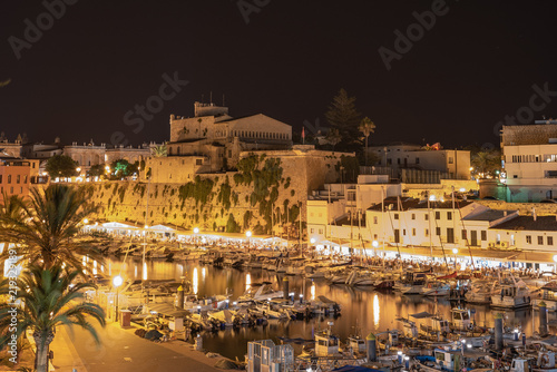 Cuitadella harbour at night photo