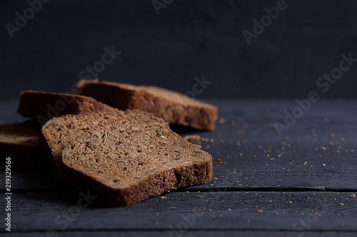 Bread on black wood 