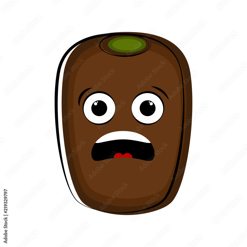 Obraz premium Surprised kiwi fruit cartoon character emote