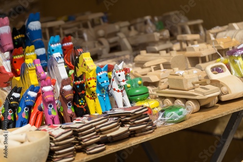 Zilina, Slovakia. 19-Jul-2018: Days of mediaeval art in Zilina. Market: Homemade toys, souveniers, candles, decorations on the market. Slovakia