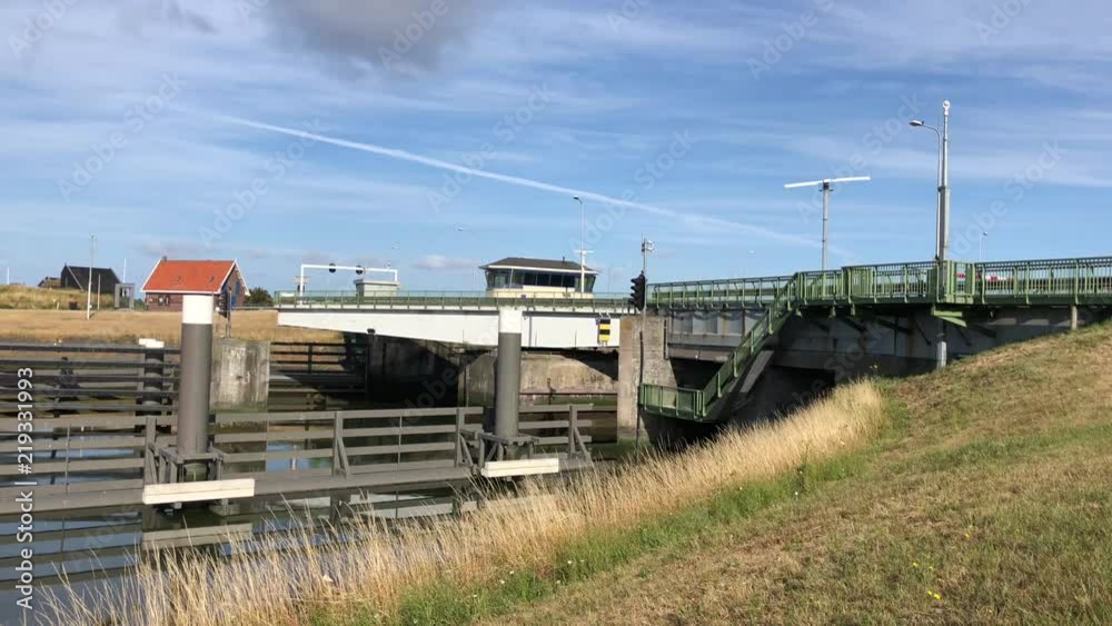 Bridge opens at kornwerderzand in Friesland The Netherlands Bridge opens at kornwerderzand in Friesland The Netherlands