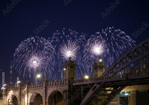 Beautiful fireworks on black sky