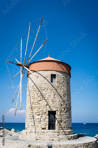 Side of Old greek Windmill