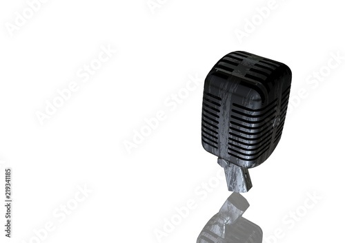 Silvery and black microphone on a white