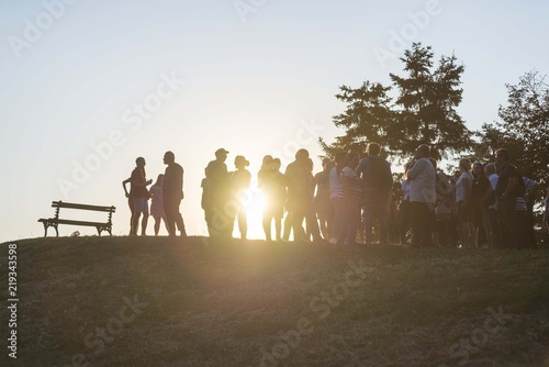 tourist people on sunset