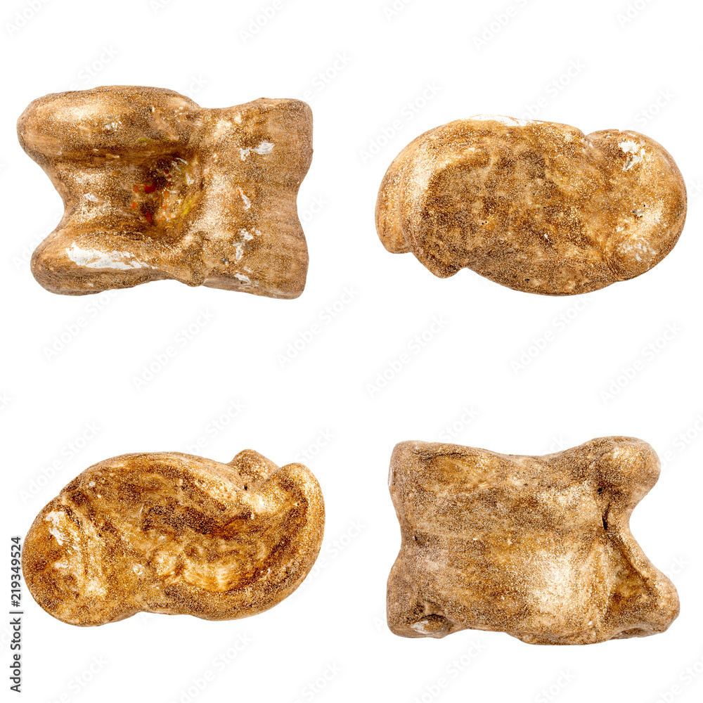 Asian bone with golden color covered, Kazakh national game, isolated on white background