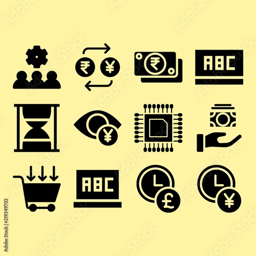Time is money, vision and get money related premium icon set