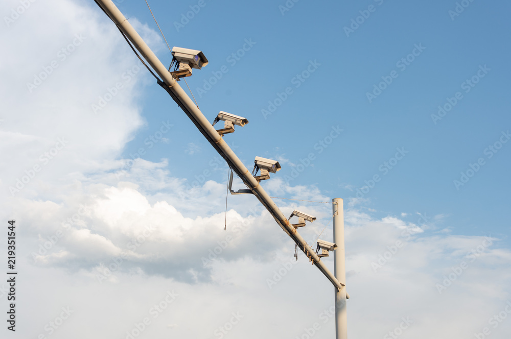 Surveillance cameras on the road for car speed Surveillance cameras on the road for car speed