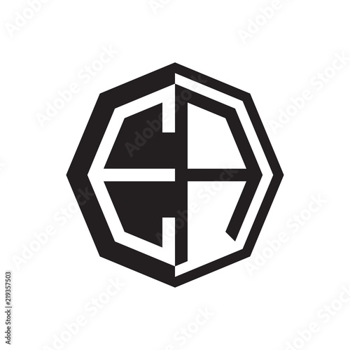 two letter EA octagon negative space logo