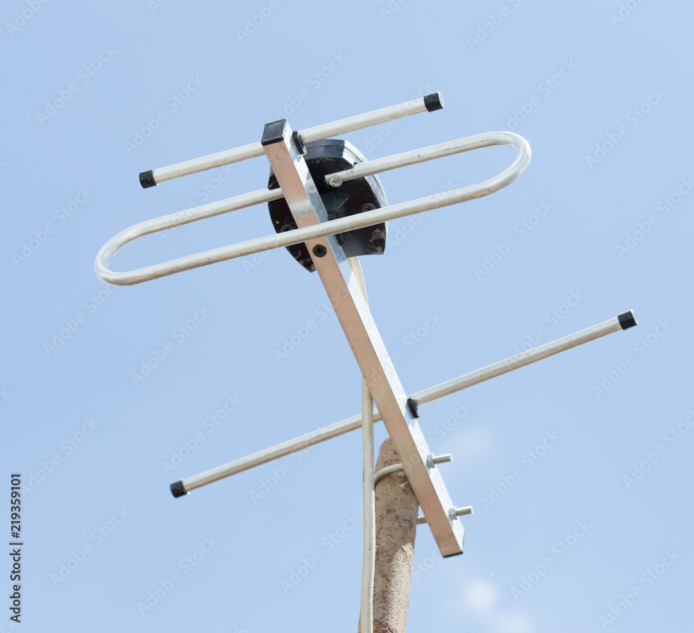 TV antenna aerial on the roof of the sky and TV antenna aerial on the roof of the sky and