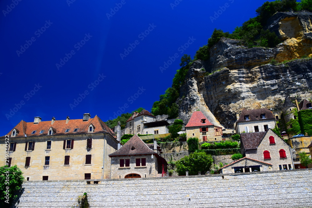 The medieval village of La Roque Gageac on the banks of the Dordogne River in the Perigord region of France