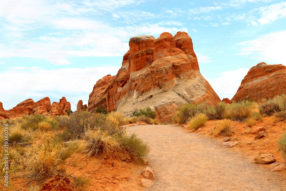Beautiful landscape in natural colors at Arches National Park in Utah, USA