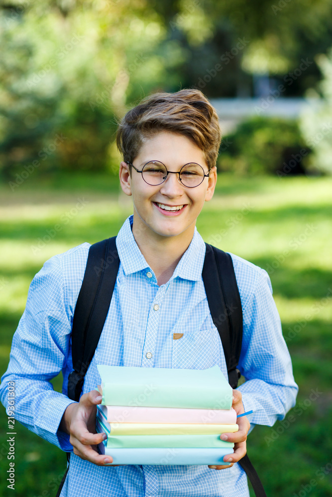 Boy with round glasses deals