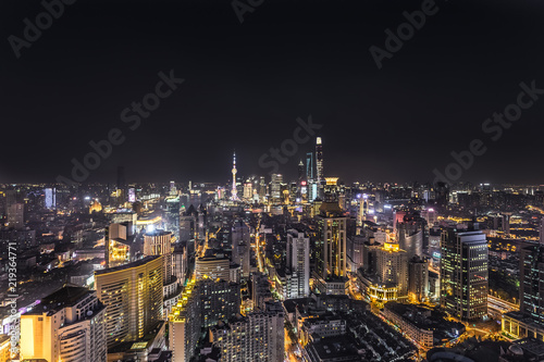 Cityscape and skyline in Shanghai at night 