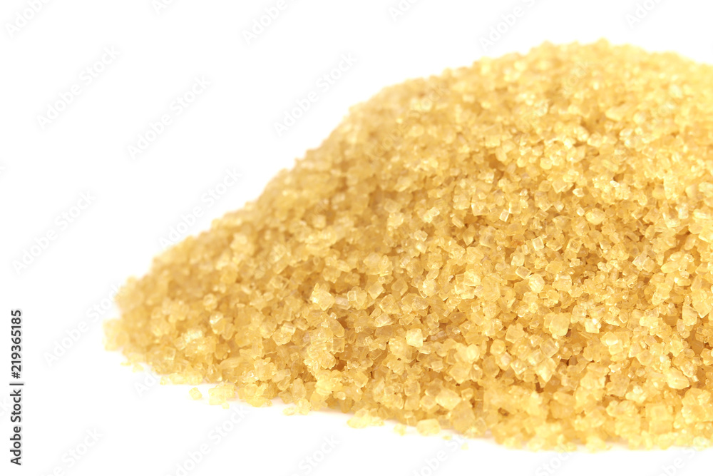 sugar, granulated sugar cane, heap of sugar, granulated, sugar on white background (selective focus)