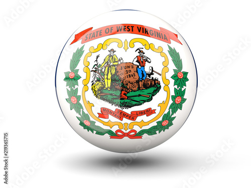 3D ball icon with flag of west virginia. United states local flags