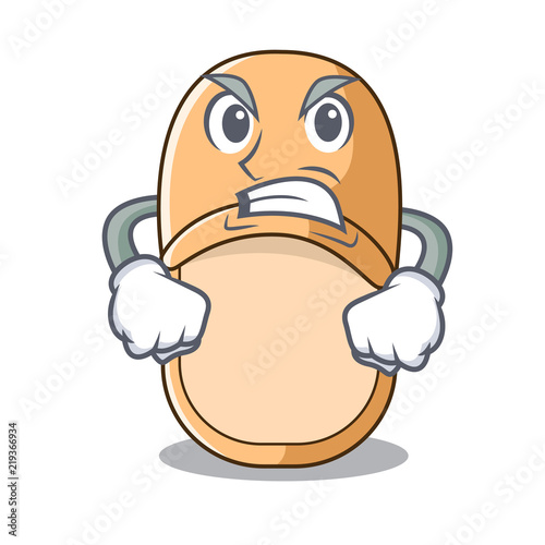 Angry home slippers icon in cartoon style photo