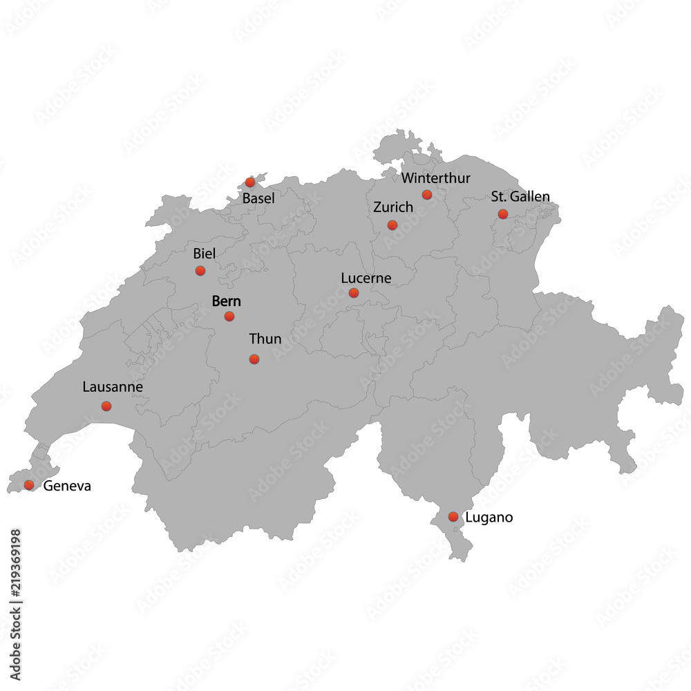 detailed map of the Switzerland