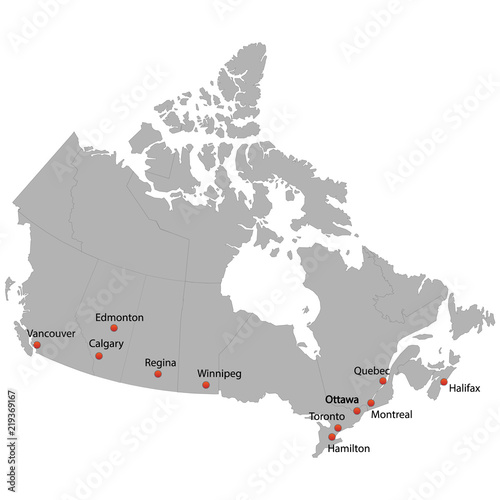 Photography detailed map of the Canada