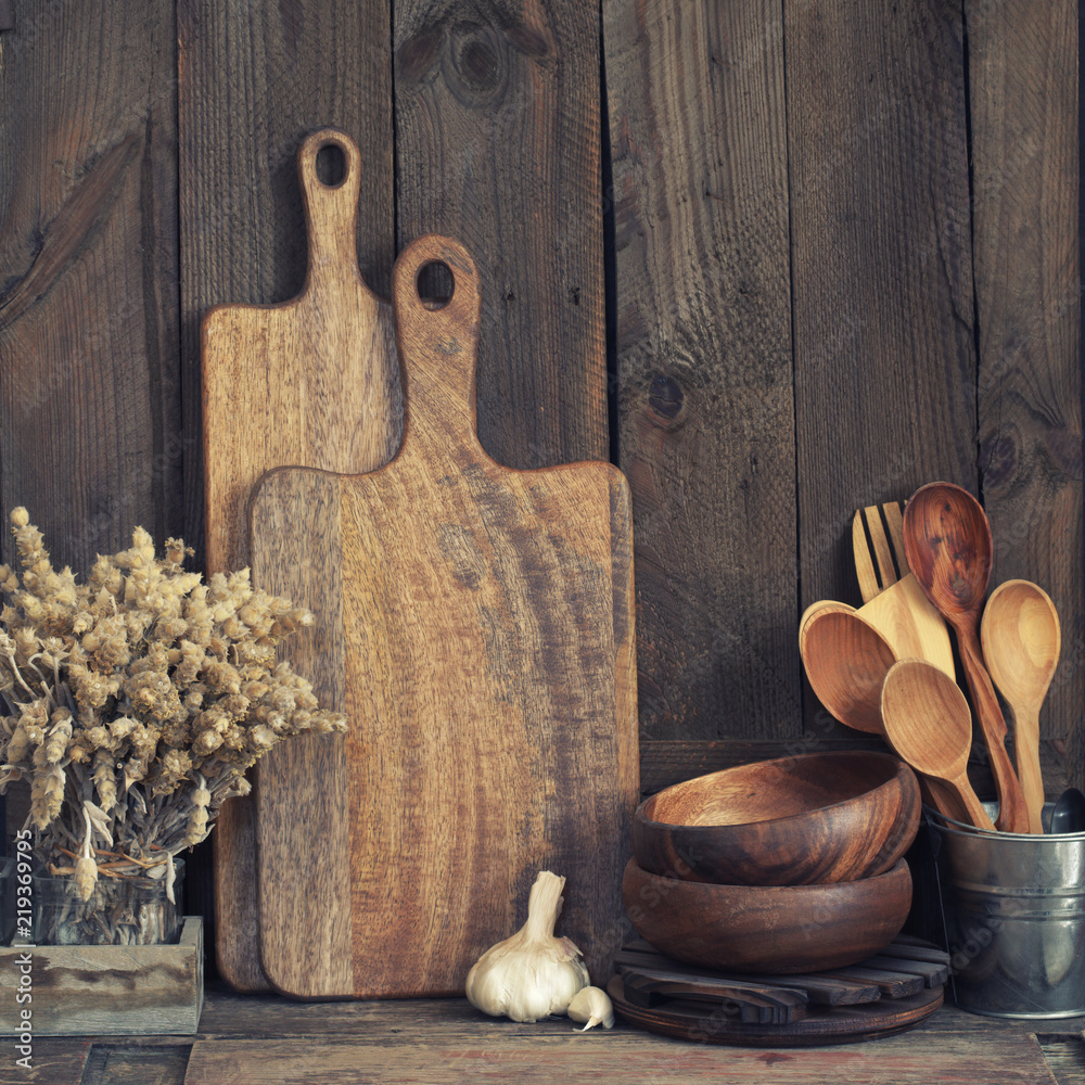 Rustic kitchen utensils Stock Photo | Adobe Stock