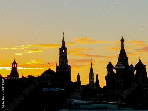 Moscow Kremlin sunset silhouette