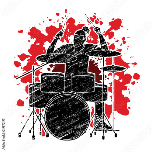 Musician playing Drum, Music band graphic vector