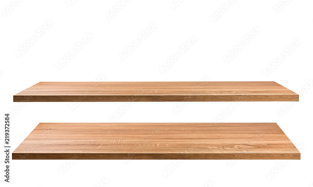 Wooden shelves isolated on white background. Wooden shelves isolated on white background.