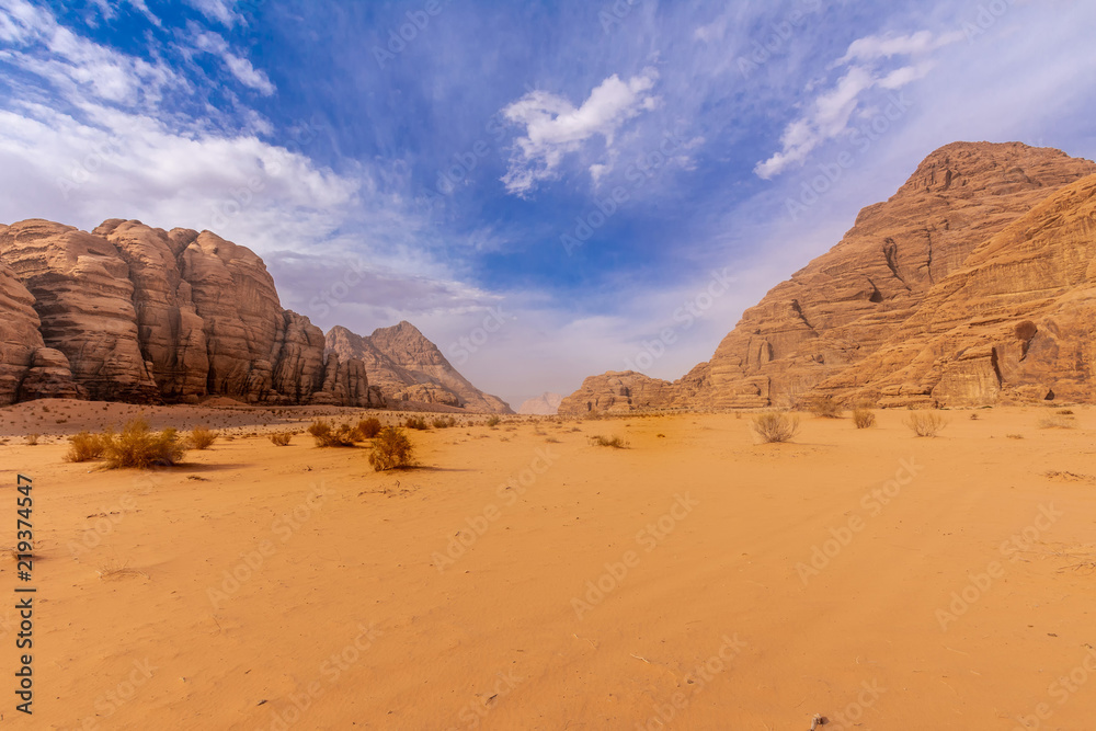 Landscape in Wadi Ruma desert, Jordan Landscape in Wadi Ruma desert, Jordan