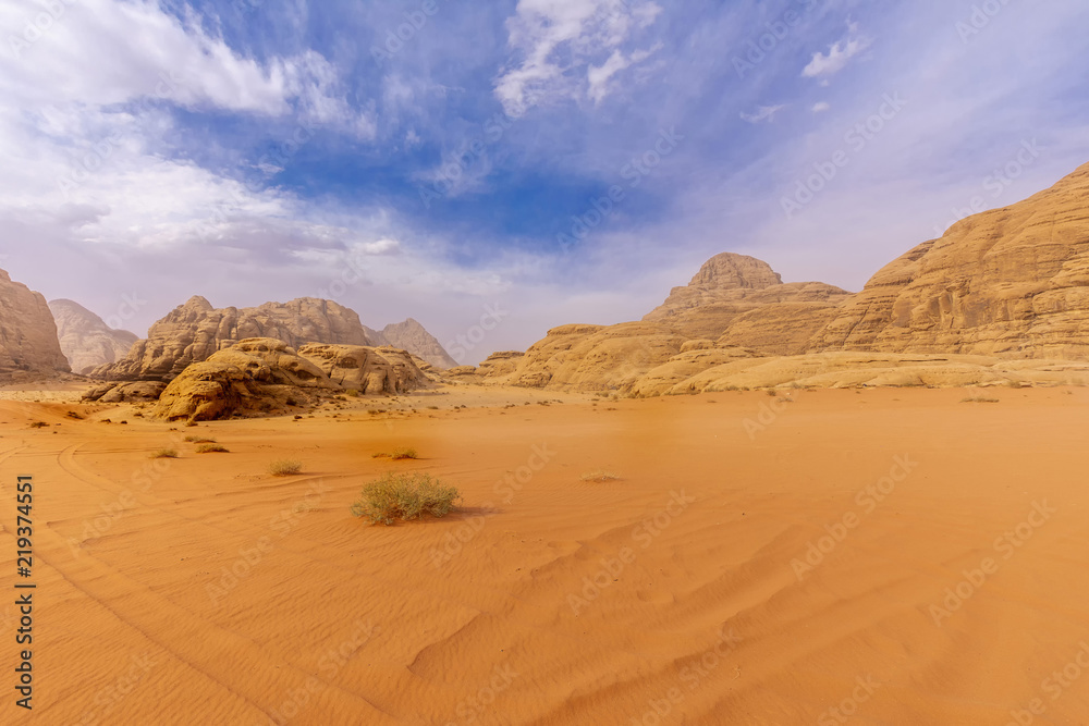 Landscape in Wadi Ruma desert, Jordan Landscape in Wadi Ruma desert, Jordan
