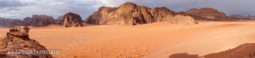Panorama of Wadi Rum desert photo