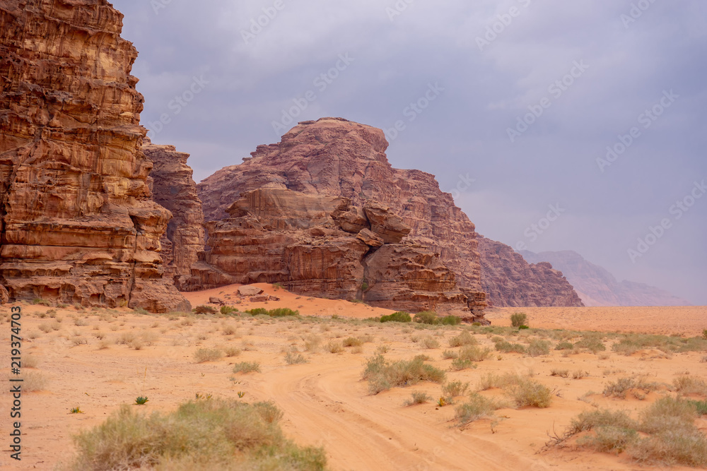Landscape in Wadi Ruma desert, Jordan Landscape in Wadi Ruma desert, Jordan