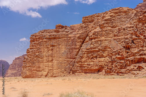 Bizzare shaped rocks in Wadi Rum desert. Jordan