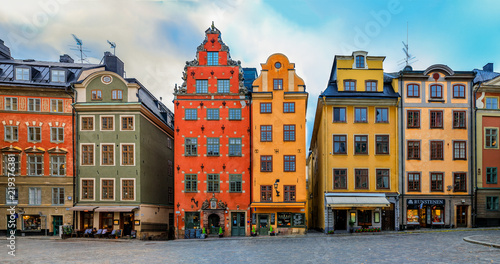 Canvas Print The famous Stortorget square in the heart of Old Town Gamla Stan in Stockholm, S