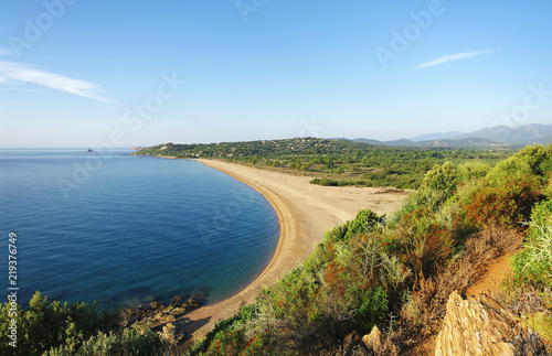 Lavu Santu beach in eastern coast of Corsica island photo