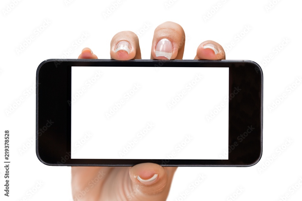 Hand Holding an iPhone with Blank Screen